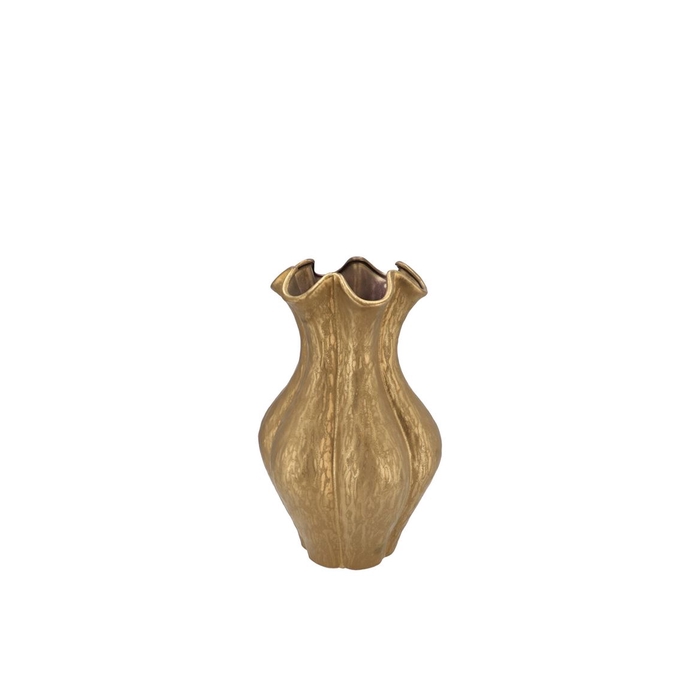 <h4>Inga Driss Gold Vase Active Glaze 15x15x20cm</h4>