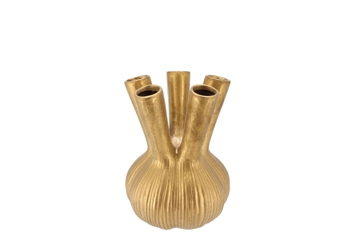 <h4>Aglio Straight Gold Vase 13x13x17cm Nm</h4>