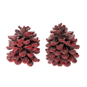 Pinecone Pinea Wax Sugared 2 Pcs Slv L19W12H14