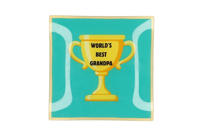 <h4>Plate Square World's Best Grandpa 18x18x2cm</h4>
