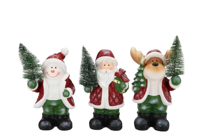 Yule Santa Snowman Led Ass 12x9x20cm