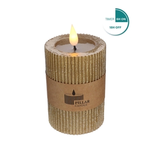 Candle LED cylind.rib d07*10cm ex.AAA