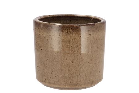 Javea Cilinder Pot Glazed Taupe 17x15cm