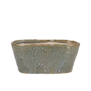 Iron Stone Blue Glazed Oval Pot 25x13x11cm