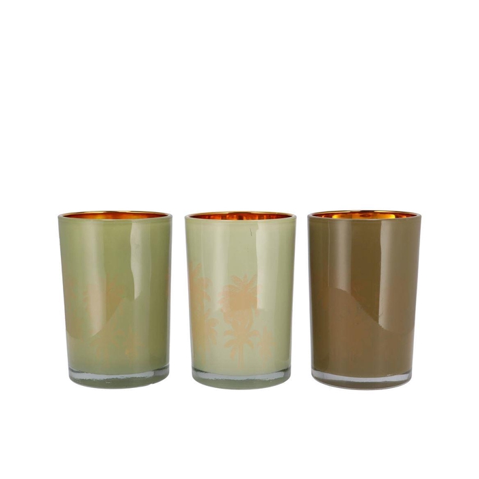 <h4>Hilly Summer Green Mix T-light Glass Ass 10x13cm Nm</h4>