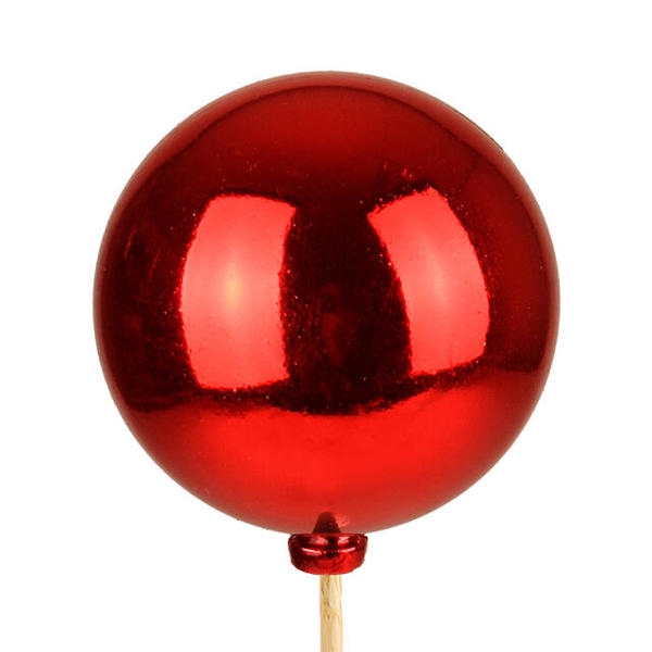 <h4>Bijsteker Kerstbal glans 6cm+50cm stok rood 100st/doos</h4>