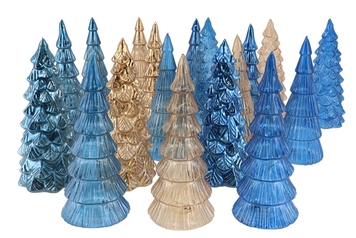 <h4>Twinkle Blue Glass Tree Metallic Lights Ass 9x20cm Nm</h4>