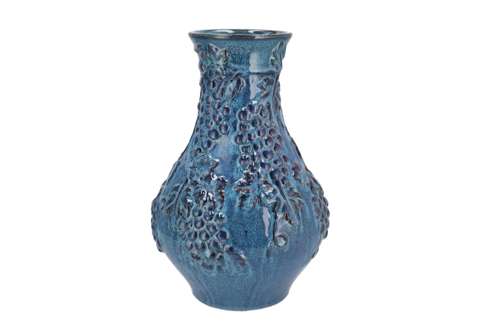 <h4>Inga Grape Blue Vase Active Glaze 25x25x35cm</h4>