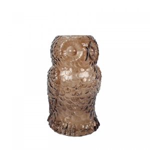 Herfst Glas vaas uil d16*20cm