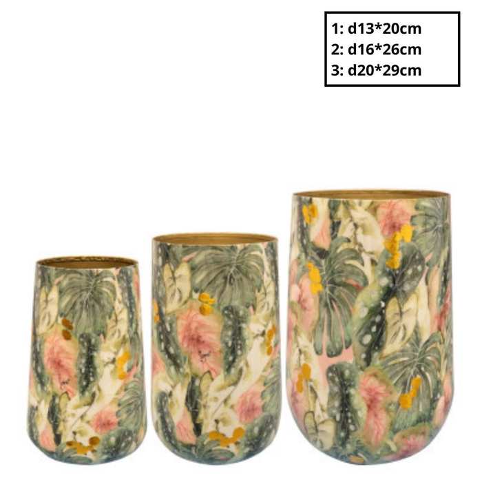 <h4>Metal Monstera vase S/3 d20*29cm</h4>