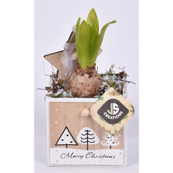 <h4>Hout lade kerst decor 10.5x10.5cm</h4>