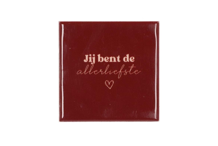 <h4>Tile Je Bent De Allerliefste Brown 10x10x1cm</h4>