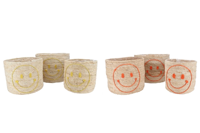 <h4>Smiley Yellow/orange Basket Set 3 35x28/32x26/26x25cm Nm</h4>