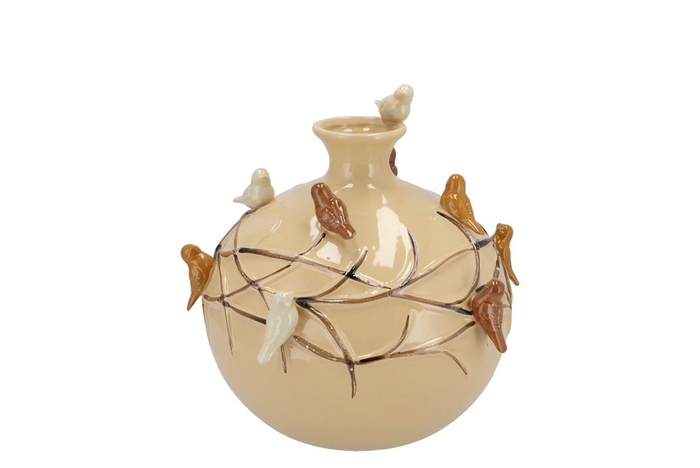 Bird Vase Globe Sand 18x18x18cm Nm