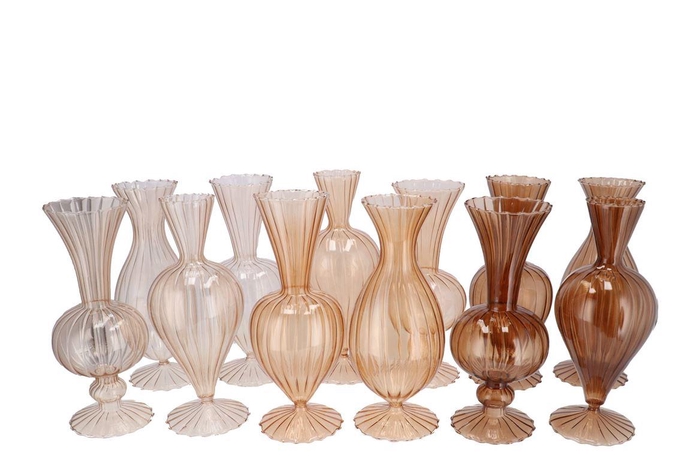<h4>Sunny Natural Brown Mix Glass Vase Ass 12x12x28cm</h4>