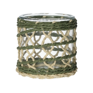 DF02-740485100 - Candle holder Vina d7.8/8.5xh8 green/natural