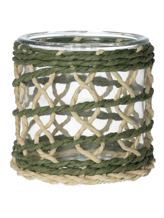 <h4>DF02-740485100 - Candle holder Vina d7.8/8.5xh8 green/natural</h4>