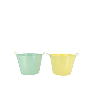 Zinc Basic Pastel Green/yellow Ears Bucket 19x16cm
