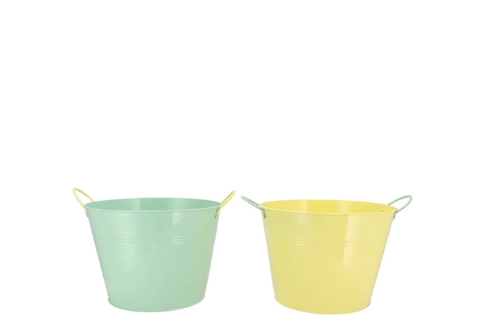 <h4>Zinc Basic Pastel Green/yellow Ears Bucket 19x16cm</h4>