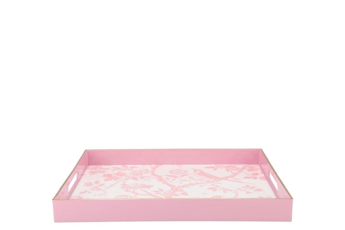 Melamine Old Pink Plate Rectangle Bird 35x25x4cm Nm