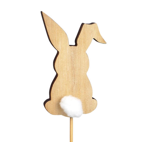 <h4>Bijsteker Bunny pompon hout 8x5cm+12cm stok wit</h4>