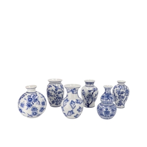 Hailey Blue Porcelain Vase Flower Ass 11x16cm