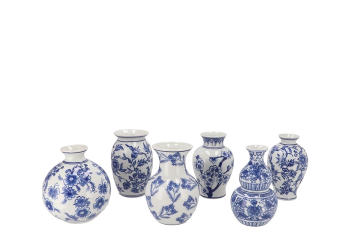 <h4>Hailey Blue Porcelain Vase Flower Ass 11x16cm</h4>