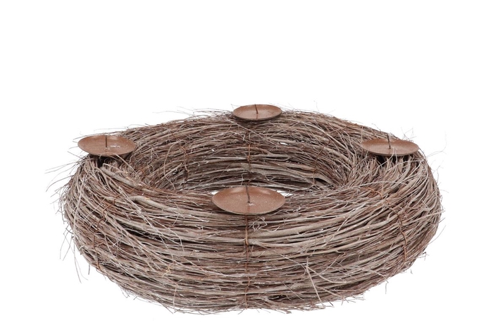 <h4>Wreath Elm Branches Natural With Candlestick 50x12cm</h4>