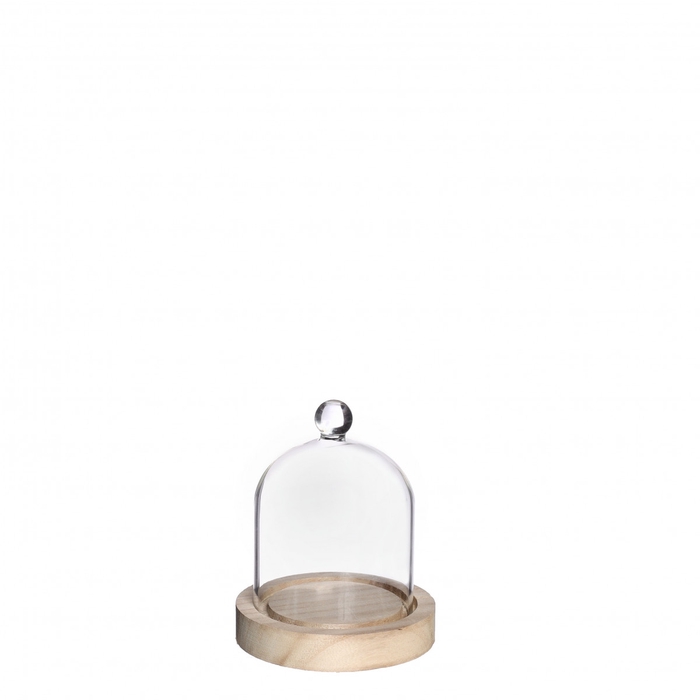 <h4>Glass Cloche Knob wood d08/10*12cm</h4>