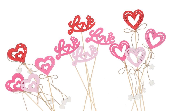 <h4>Pick Red/pink Hearts Ass 28cm P/24</h4>