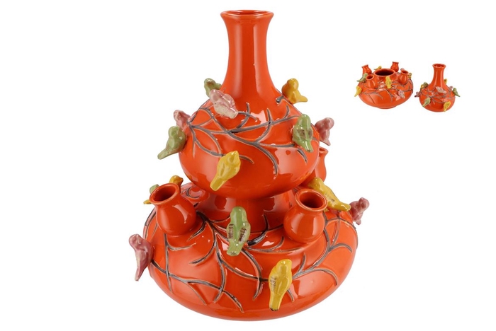 <h4>Bird Vase Orange Bubbles 33x37cm Nm</h4>