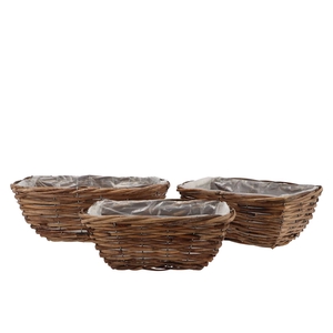 Rattan Bowl Basket Rectangle 3pcs 32x22x13cm Nm