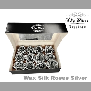WAX SILK ROSES SILVER