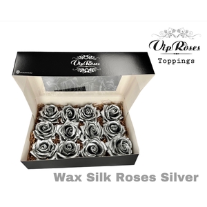 Wax Silk Roses Silver