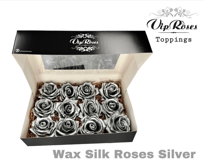 WAX SILK ROSES SILVER