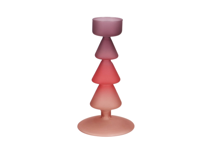 Nova Red Candle Holder Tricolor 9x9x17cm