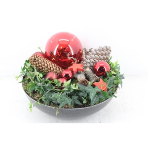 arr5 Kerst MB - Kunstst. schaal black Red led bol