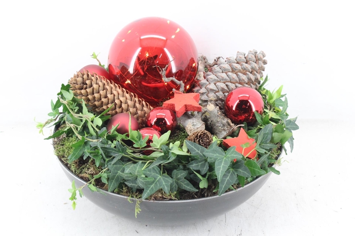<h4>arr5 Kerst MB - Kunstst. schaal black Red led bol</h4>