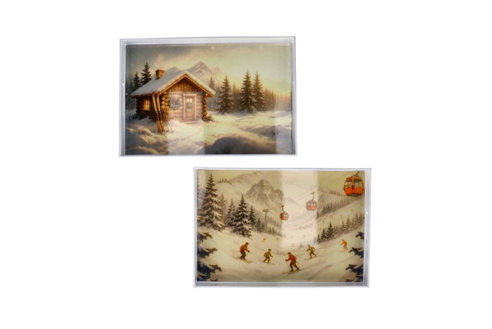 Melamine Print White Tray Rectangle Snow Ass 40x26x4cm