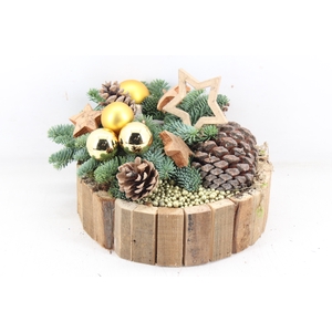 arr5 Kerst MB - Hout rond latjes gold x2