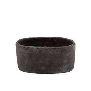 Iron Stone Grey Oval Pot 28x16x13cm