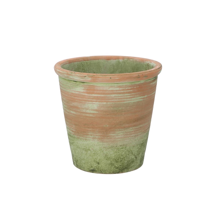 <h4>Cement Pot Oud Groen Rood 18x17cm</h4>