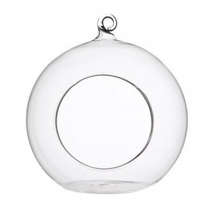 Glass Deco ball+hole d12*13cm