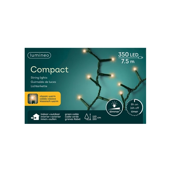 <h4>LED COMPACT LIGHTS BUIT GREEN CABLE 350LAMPS KLASSIEK WARMWHITE 7,5M</h4>