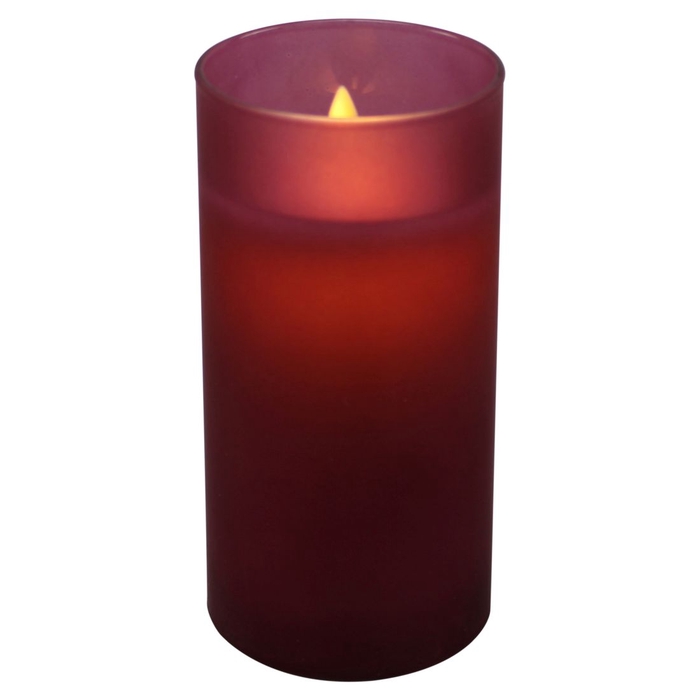 DF12-MB-10355 - Led candle wax matt darkpink glass 15cm