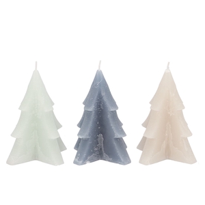 Candle Frosty Pine Tree Grey Mix 12x15cm Ass