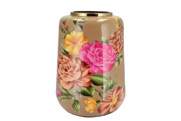 <h4>June Natural Brown Vase Cilinder Iron 33x32x40cm</h4>