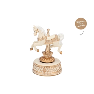 Glowy Cozy Gold Horse Music Box 12x11x18cm Nm