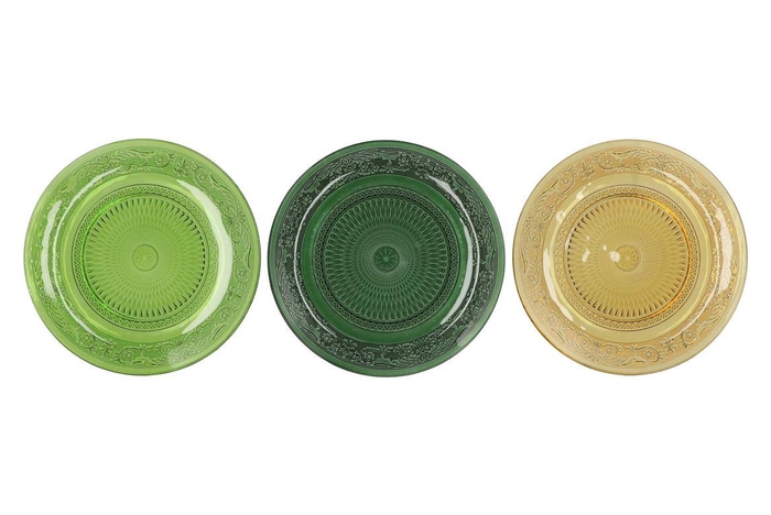 Dayah Forest Green Glass Plate 32,5x2,5cm Ass P/1 Nm