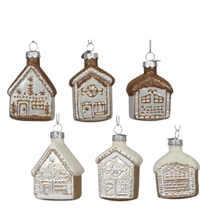 Kerstbal Hanger huis 75mm 6ass.